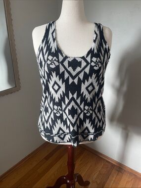 L Wildfox Black and White Aztec Knit Tank Top